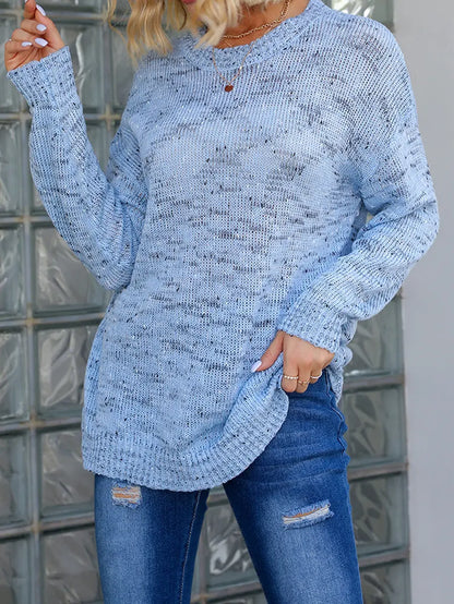 Women’s Winter Polka Dot Knit Sweater – Loose Long Sleeve Pullover Top - All You Need