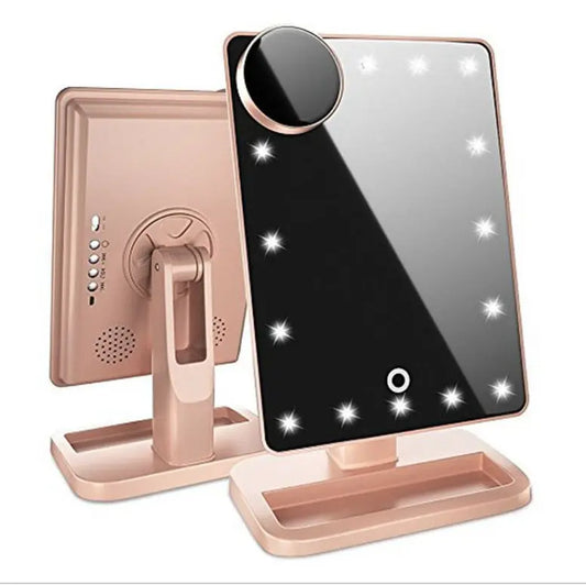 Touch Screen Makeup Mirror With 20 LED Light Bluetooth Music Speaker 10X Magnifying Mirrors Lights All You Need
