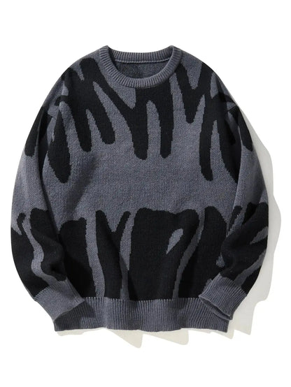 Maglione grigio con pattern astratto nero" 🖤 All You Need