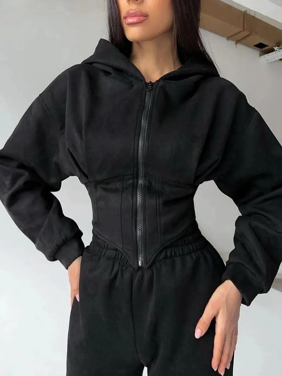 "Completo sportivo donna verde oliva con zip e vita aderente" All You Need