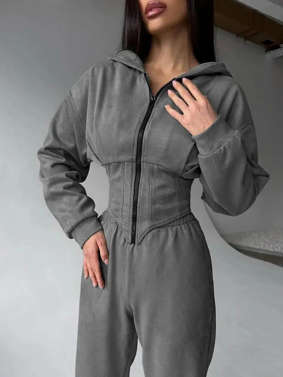 "Completo sportivo donna verde oliva con zip e vita aderente" All You Need