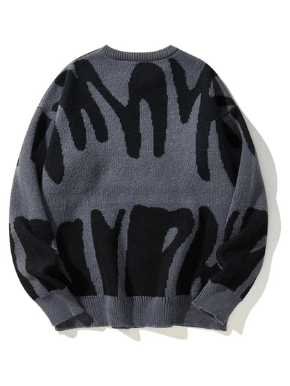 Maglione grigio con pattern astratto nero" 🖤 All You Need