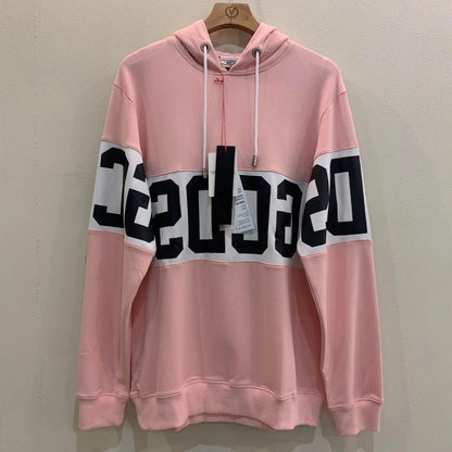 "Felpa nera con cappuccio e logo bianco/rosso a fascia" All You Need