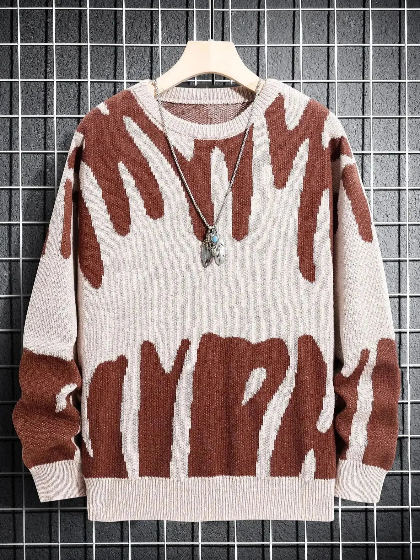 Maglione grigio con pattern astratto nero" 🖤 All You Need