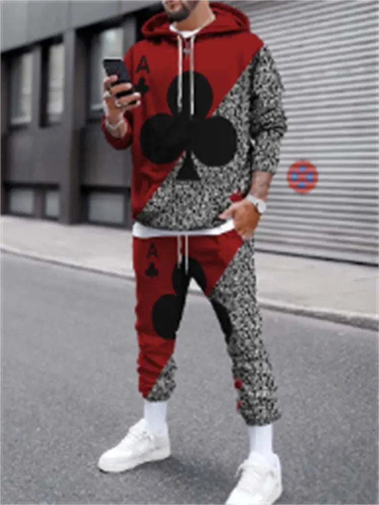 "Completo sportivo uomo multicolor con stampa artistica e felpa con cappuccio" All You Need