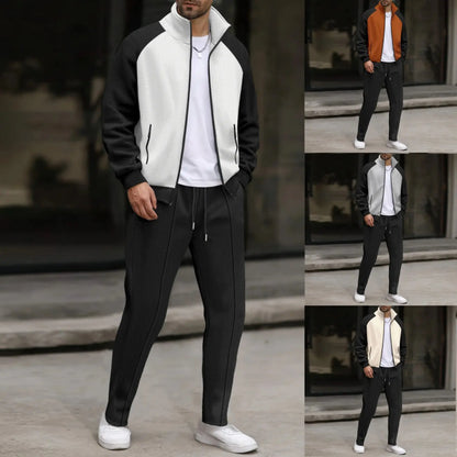 “Completo Uomo Casual Primavera/Autunno – Giacca con Zip e Colletto a Rever + Pantaloni 9/10 Elastico in Vita” All You Need