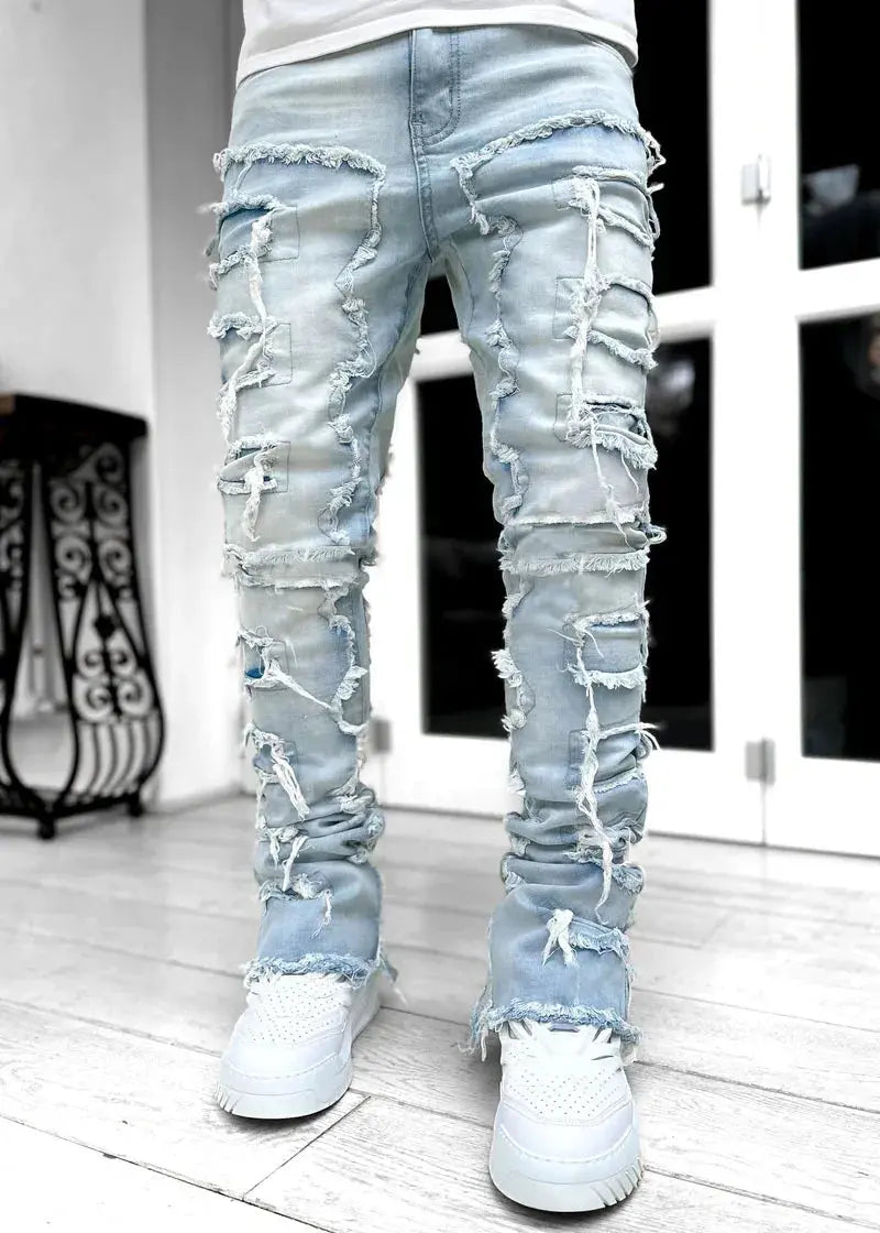 "Jeans uomo azzurri strappati con dettagli distressed" All You Need