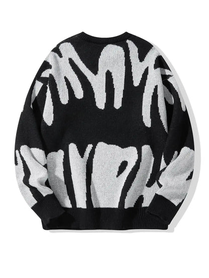 Maglione grigio con pattern astratto nero" 🖤 All You Need