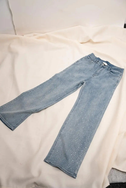 👖 Jeans Donna a Vita Alta con Strass – Mom Fit Vintage Y2K All You Need