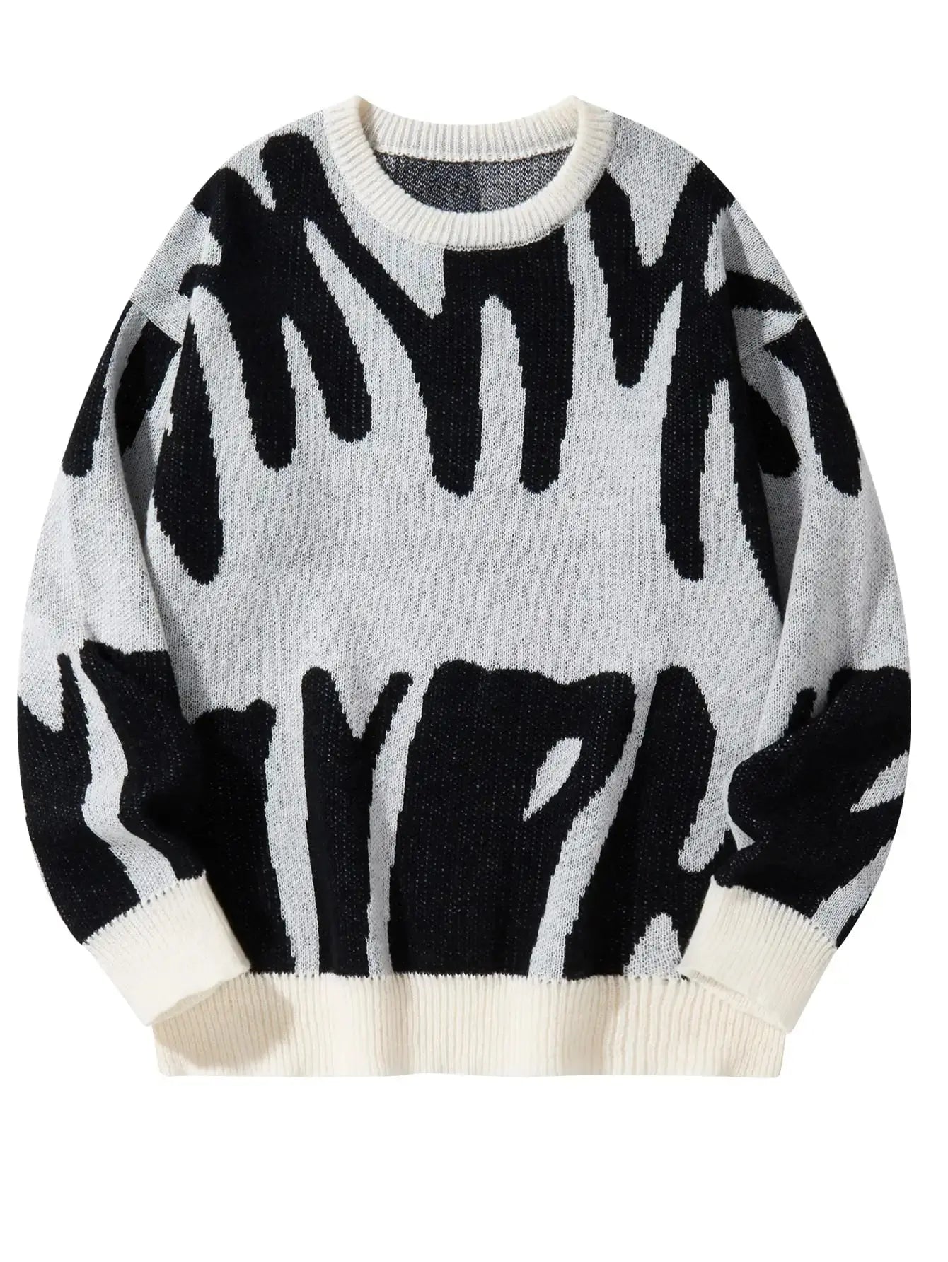 Maglione grigio con pattern astratto nero" 🖤 All You Need