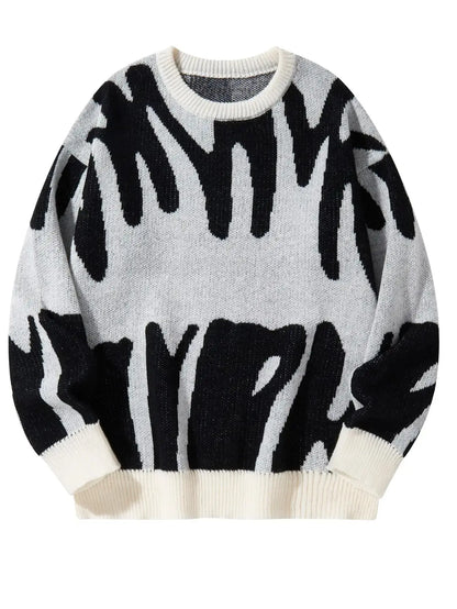 Maglione grigio con pattern astratto nero" 🖤 All You Need