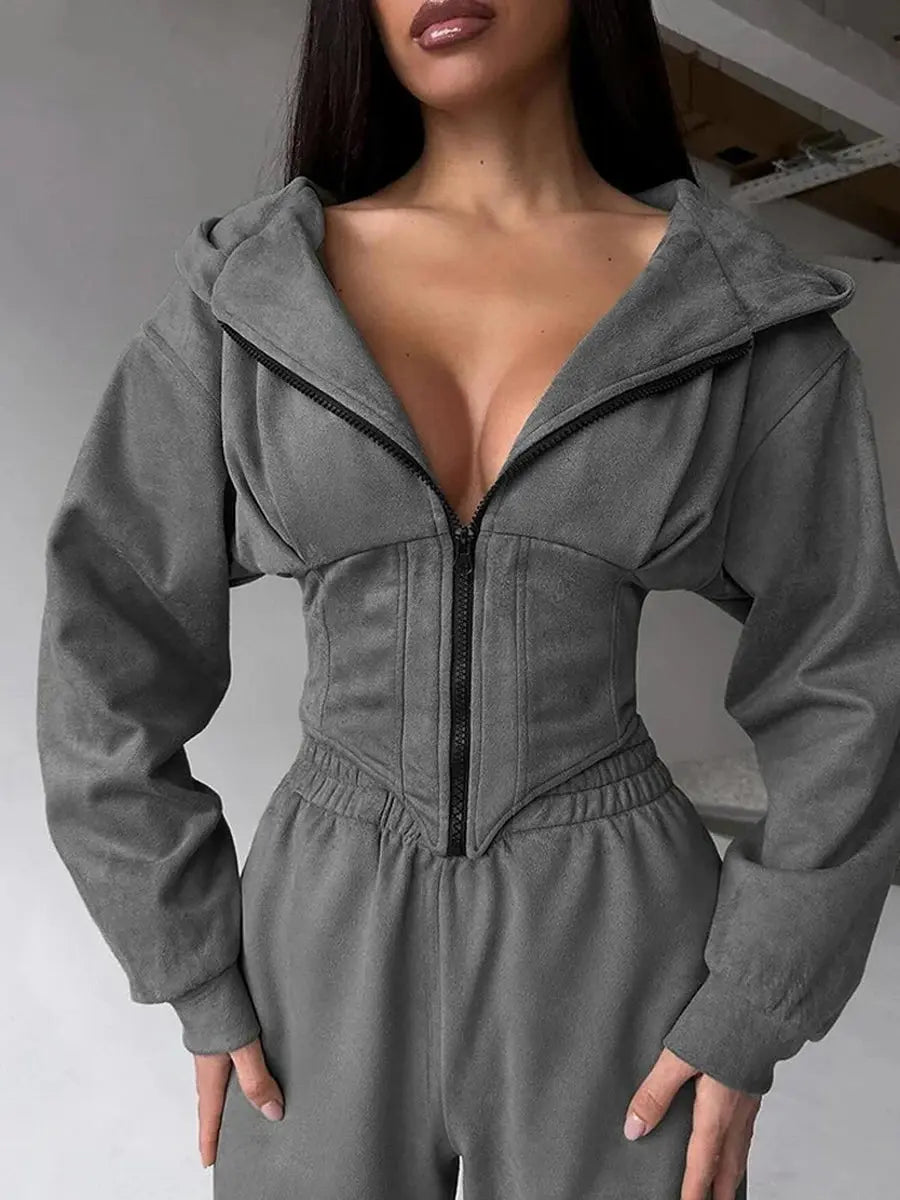 "Completo sportivo donna verde oliva con zip e vita aderente" All You Need