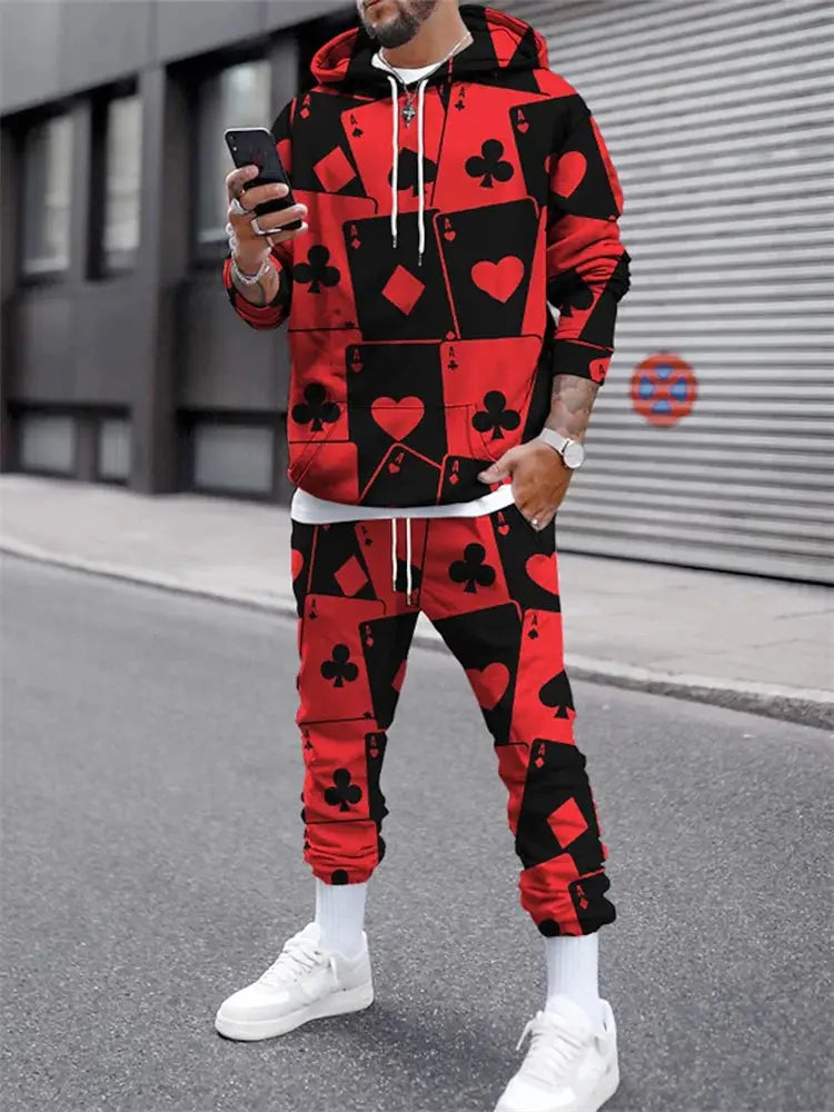 "Completo sportivo uomo multicolor con stampa artistica e felpa con cappuccio" All You Need