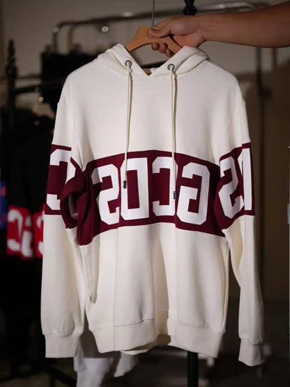 "Felpa nera con cappuccio e logo bianco/rosso a fascia" All You Need