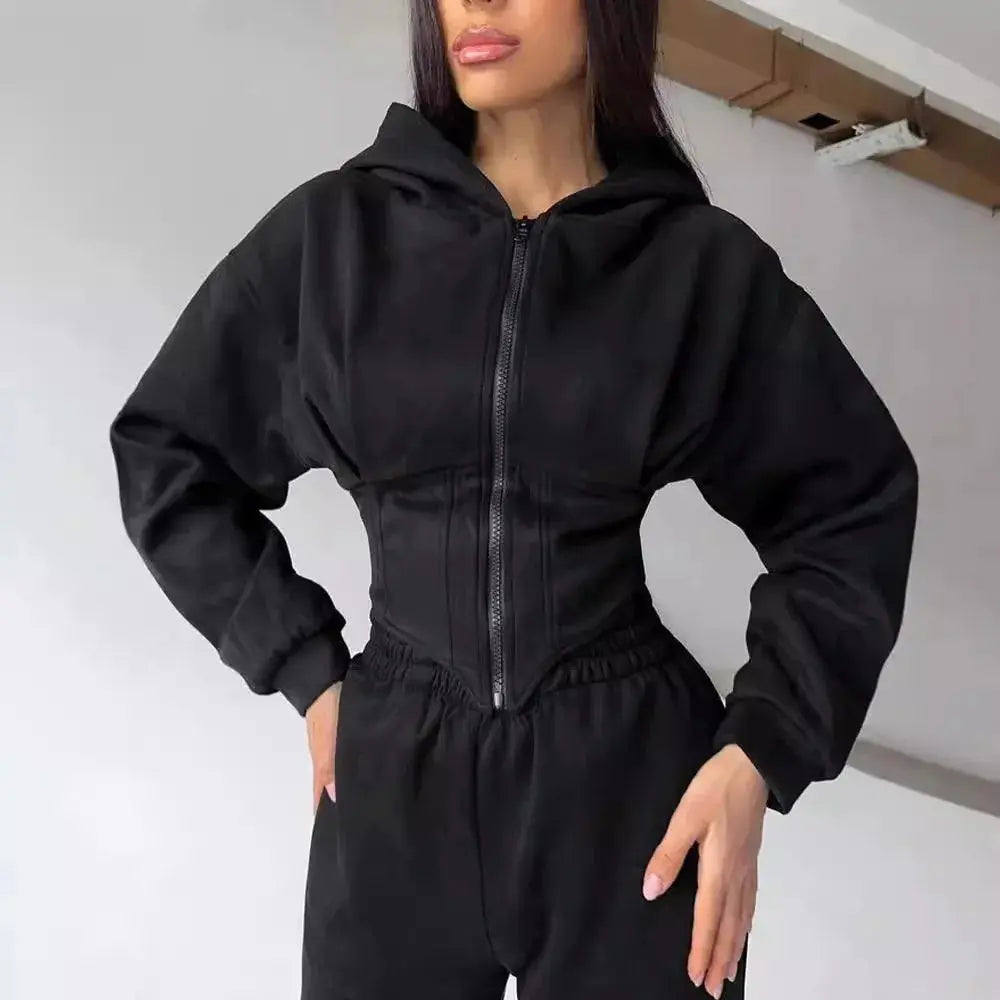 "Completo sportivo donna verde oliva con zip e vita aderente" All You Need