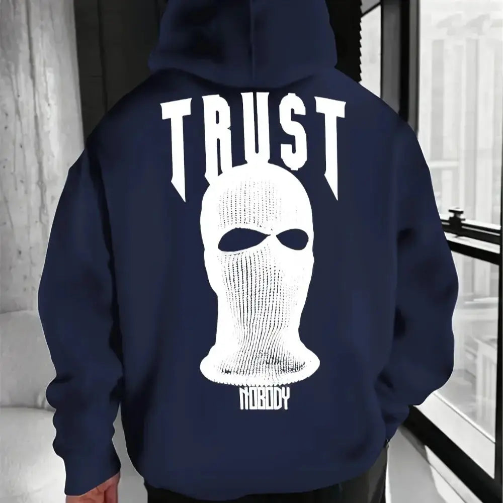 "Felpa blu con cappuccio e stampa TRUST sul retro" 🖤 All You Need