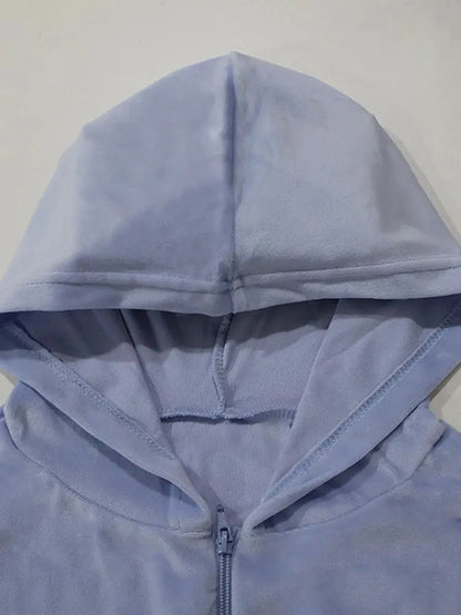 "Completo sportivo Donna celeste con zip e vita elasticizzata" All You Need