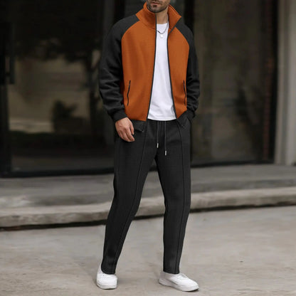 “Completo Uomo Casual Primavera/Autunno – Giacca con Zip e Colletto a Rever + Pantaloni 9/10 Elastico in Vita” All You Need