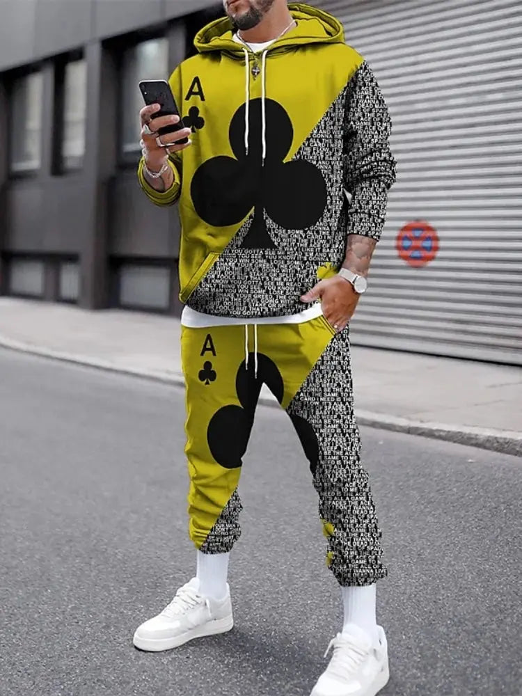 "Completo sportivo uomo multicolor con stampa artistica e felpa con cappuccio" All You Need