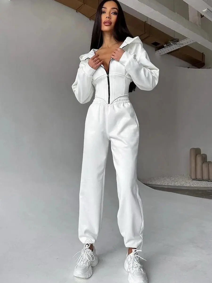 "Completo sportivo donna verde oliva con zip e vita aderente" All You Need