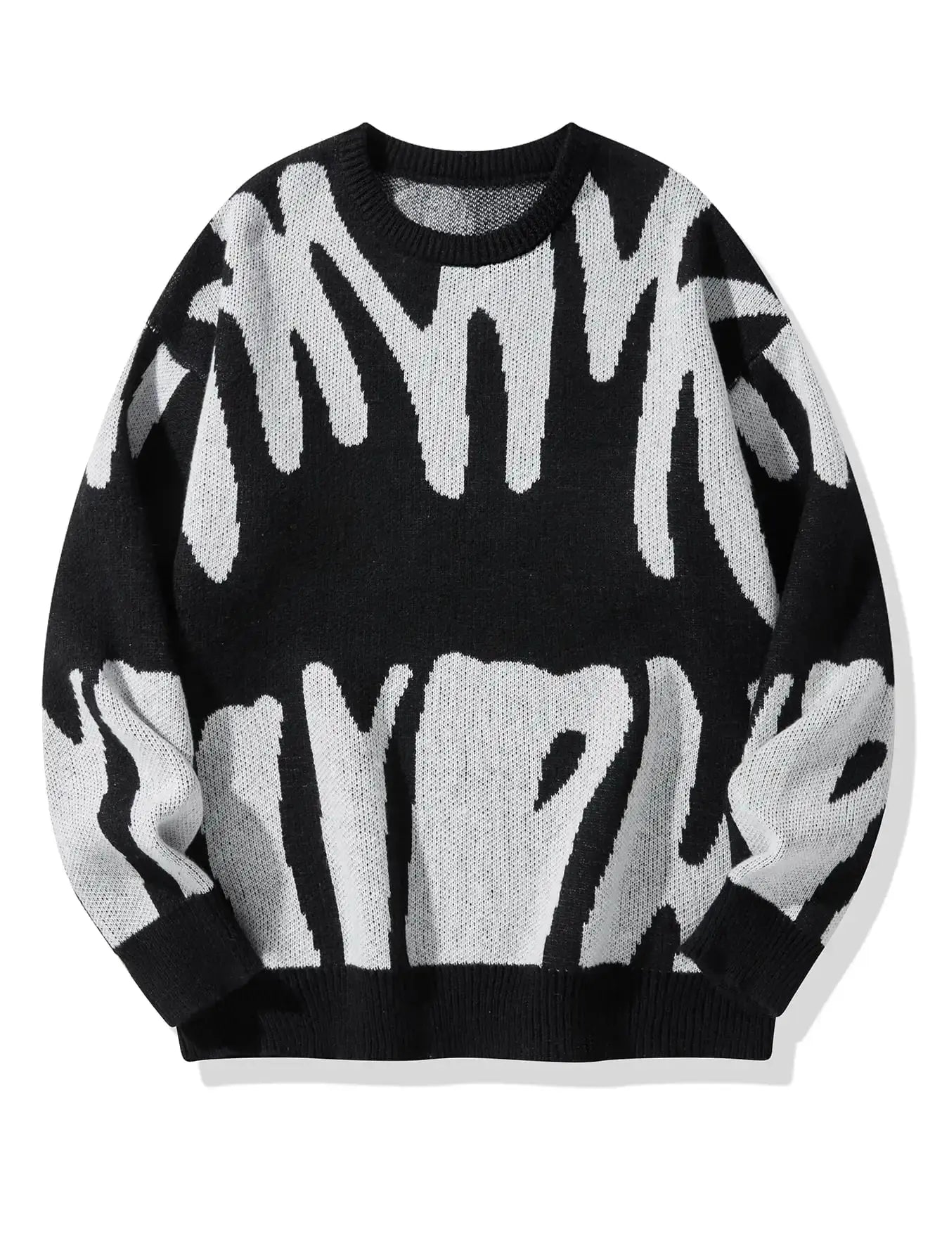 Maglione grigio con pattern astratto nero" 🖤 All You Need