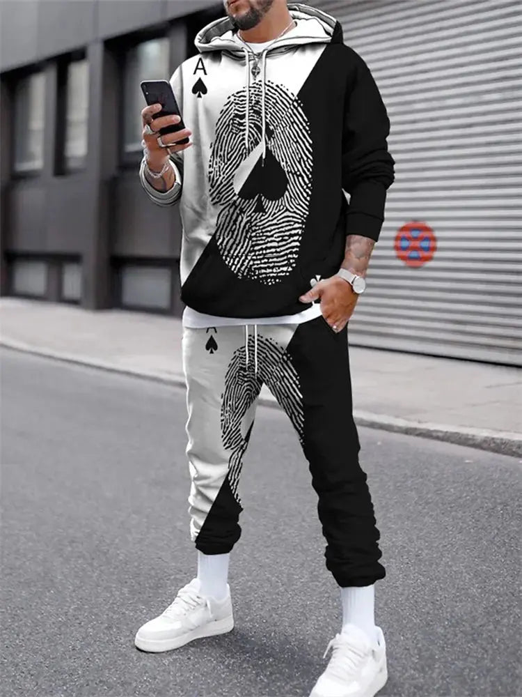"Completo sportivo uomo multicolor con stampa artistica e felpa con cappuccio" All You Need