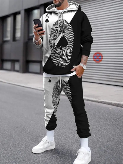"Completo sportivo uomo multicolor con stampa artistica e felpa con cappuccio" All You Need