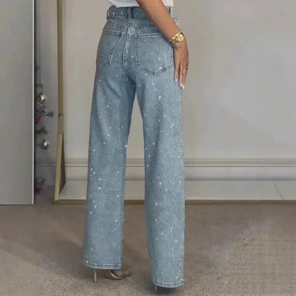 👖 Jeans Donna a Vita Alta con Strass – Mom Fit Vintage Y2K All You Need