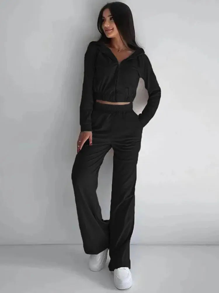 "Completo sportivo Donna celeste con zip e vita elasticizzata" All You Need