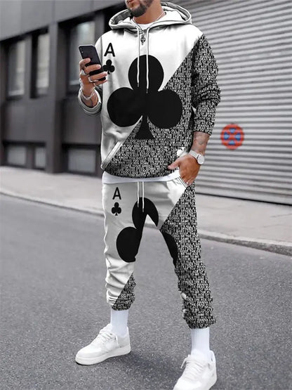 "Completo sportivo uomo multicolor con stampa artistica e felpa con cappuccio" All You Need