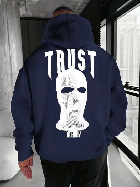 "Felpa blu con cappuccio e stampa TRUST sul retro" 🖤 All You Need