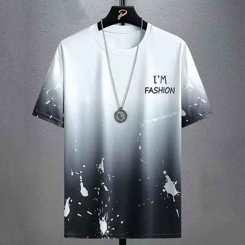 Gradient Half-length Sleeve Versatile Casual T-shirt null