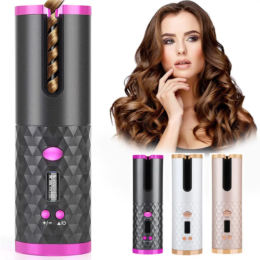 Rechargeable Automatic Hair Curler Women Portable Hair Curling Iron LCD Display Ceramic Curly Rotating Curling Wave Styer All You Need