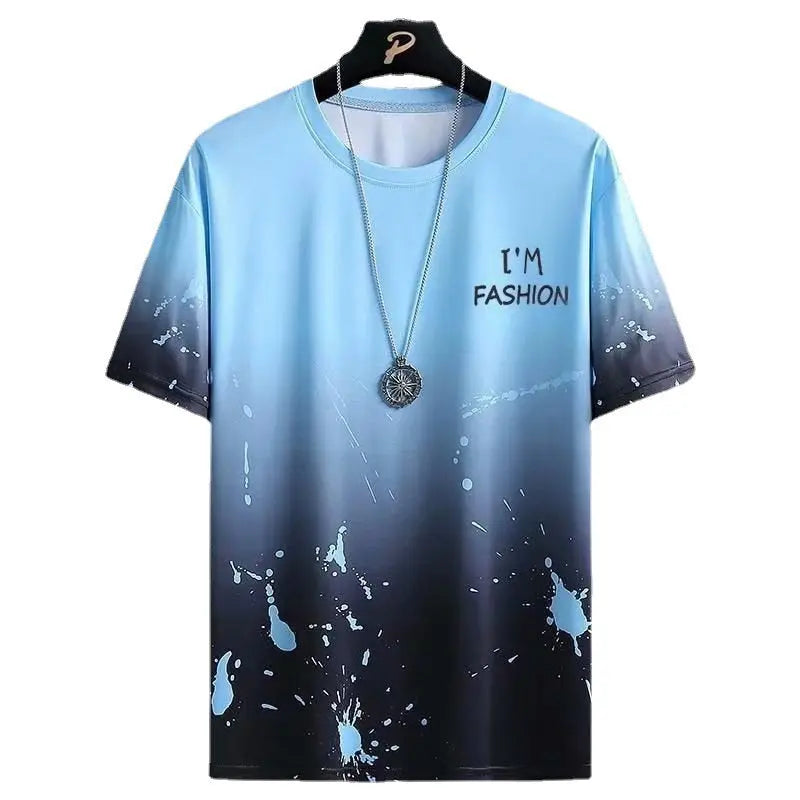 Gradient Half-length Sleeve Versatile Casual T-shirt null