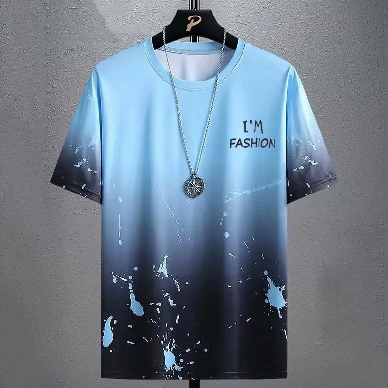 Gradient Half-length Sleeve Versatile Casual T-shirt null