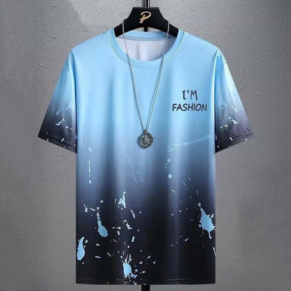 Gradient Half-length Sleeve Versatile Casual T-shirt null
