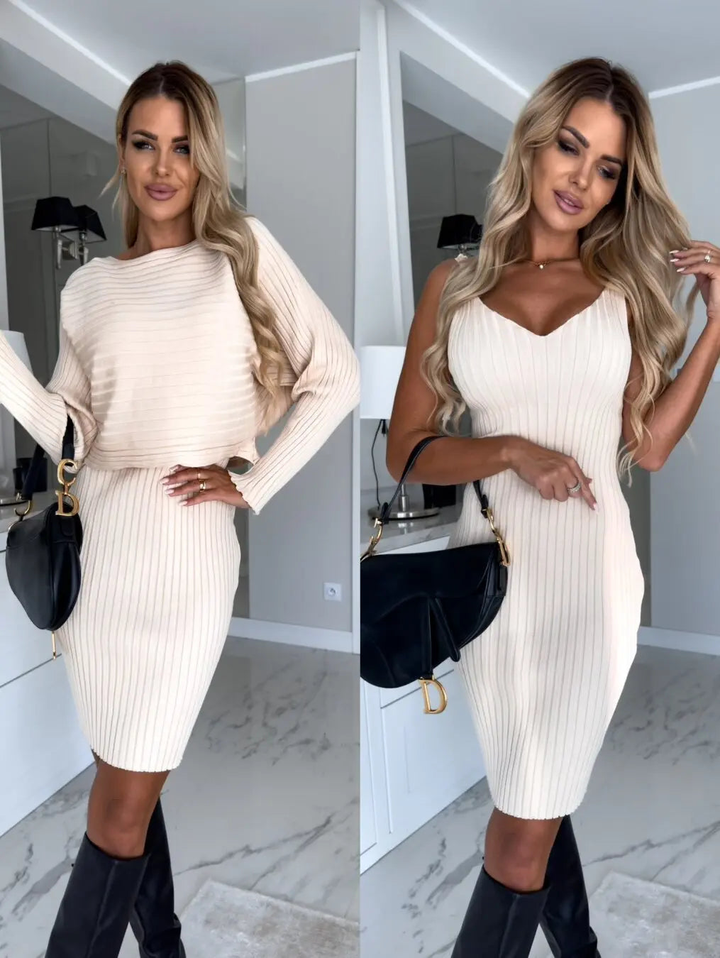 🌸 Set elegante donna – Top maniche lunghe e gonna aderente, outfit chic per ogni occasione null